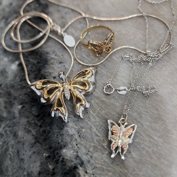 Coleman Butterfly Fine Jewelry 10k 12k 925 Bundle Ring Necklace Bracelet Size OS - Picture 1 of 14